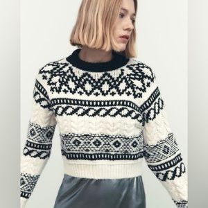 Zara Jacquard Knit Sweater (Girl 16Y / Women XS)